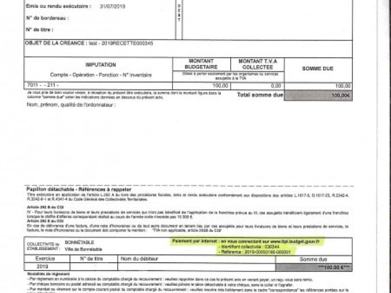 Avis des sommes à payer